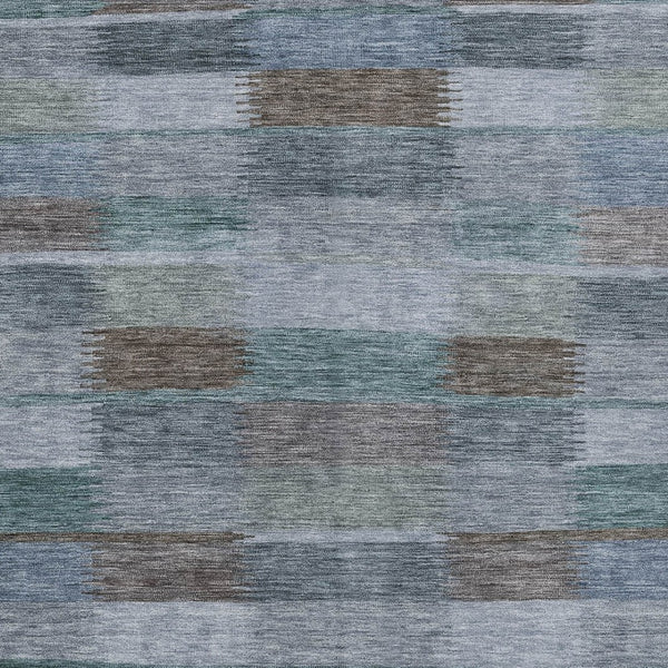HomeRoots 5' Stylish Blue Denim and Brown Striped Washable Area Rug for Indoor and Outdoor Use, Durable Design 9' X 12' 615480