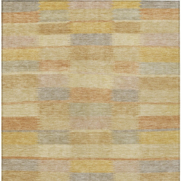 HomeRoots 5' Durable Wheat Beige and Gold Striped Area Rug - Stylish, Washable Design for Indoor & Outdoor Use 5' X 8' 615483