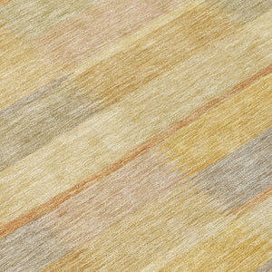 HomeRoots 5' Durable Wheat Beige and Gold Striped Area Rug - Stylish, Washable Design for Indoor & Outdoor Use 8' Round 615484