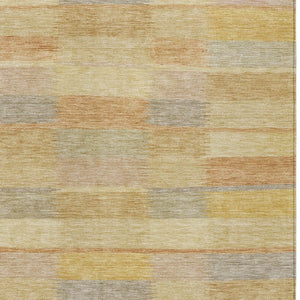 HomeRoots 5' Durable Wheat Beige and Gold Striped Area Rug - Stylish, Washable Design for Indoor & Outdoor Use 8' X 10' 615485