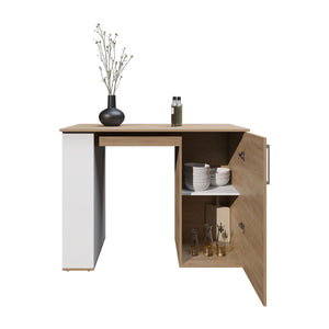English Elm Allen 47.4" Wide Kitchen Island with Cabinet & 5 Shelves, Multi-Color Worktop for Dining Prep Storage B200P286929