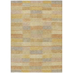 HomeRoots 9' Wheat Beige and Gold Striped Washable Area Rug for Indoor/Outdoor, Stain-Resistant, Durable Design 615486