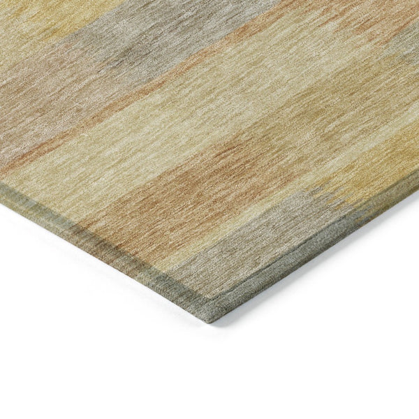 HomeRoots 9' Wheat Beige and Gold Striped Washable Area Rug for Indoor/Outdoor, Stain-Resistant, Durable Design 615486