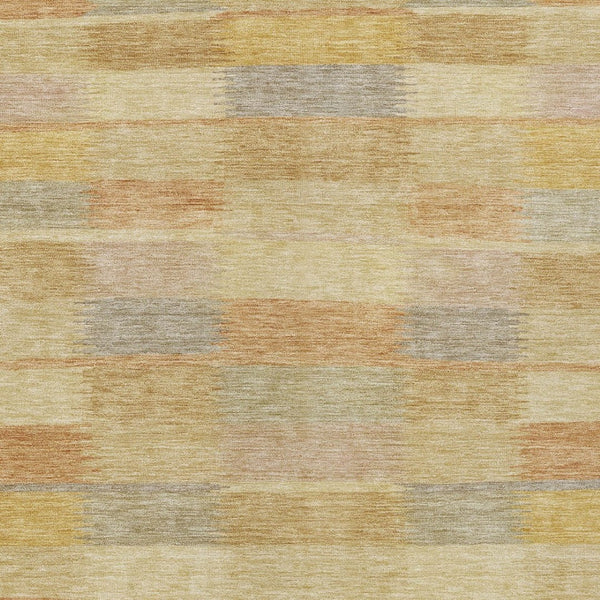 HomeRoots 9' Wheat Beige and Gold Striped Washable Area Rug for Indoor/Outdoor, Stain-Resistant, Durable Design 615486