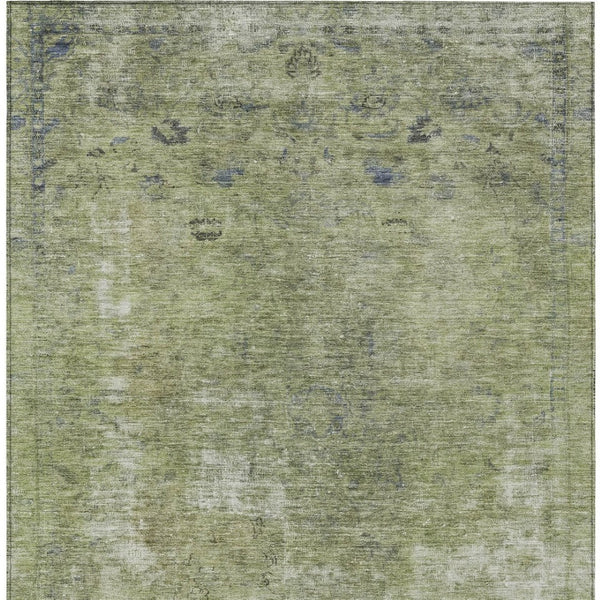 HomeRoots 5' Artichoke Green and Beige Abstract Indoor Outdoor Area Rug - Stylish, Washable, and Durable Design 5' X 8' 615489