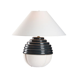 Wildwood Harwood Sculptural Table Lamp In Metallic Blue Glaze With Matte White Contrast — Modern 21.5" Ambiance 61549