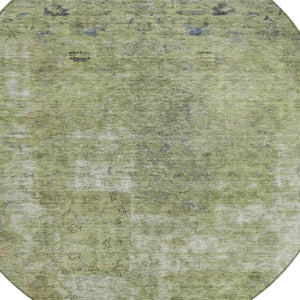 HomeRoots 5' Artichoke Green and Beige Abstract Indoor Outdoor Area Rug - Stylish, Washable, and Durable Design 8' Round 615490