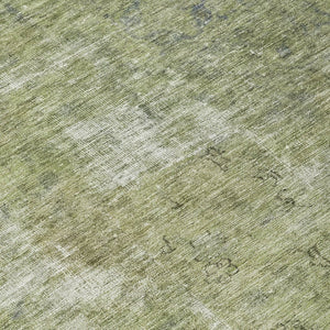 HomeRoots 5' Artichoke Green and Beige Abstract Indoor Outdoor Area Rug - Stylish, Washable, and Durable Design 8' Round 615490
