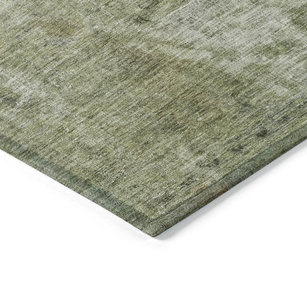HomeRoots 5' Artichoke Green and Beige Abstract Indoor Outdoor Area Rug - Stylish, Washable, and Durable Design 8' X 10' 615491
