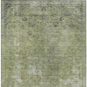 HomeRoots 5' Artichoke Green and Beige Abstract Indoor Outdoor Area Rug - Stylish, Washable, and Durable Design 9' X 12' 615492