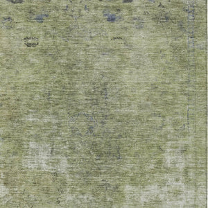 HomeRoots 5' Artichoke Green and Beige Abstract Indoor Outdoor Area Rug - Stylish, Washable, and Durable Design 9' X 12' 615492