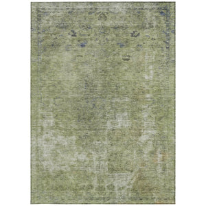 HomeRoots 5' Artichoke Green and Beige Abstract Indoor Outdoor Area Rug - Stylish, Washable, and Durable Design 10' X 14' 615493