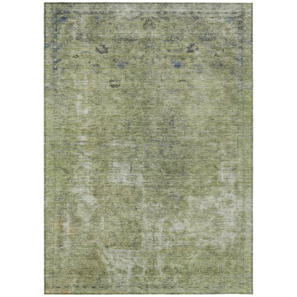 HomeRoots 5' Artichoke Green and Beige Abstract Indoor Outdoor Area Rug - Stylish, Washable, and Durable Design 10' X 14' 615493