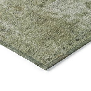 HomeRoots 5' Artichoke Green and Beige Abstract Indoor Outdoor Area Rug - Stylish, Washable, and Durable Design 10' X 14' 615493