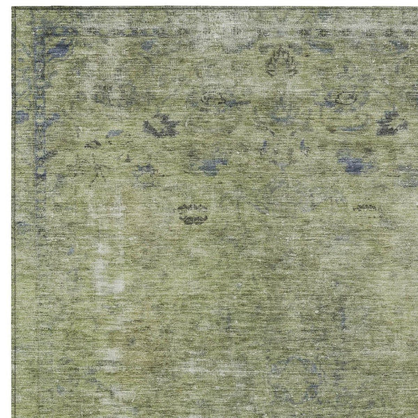 HomeRoots 5' Artichoke Green and Beige Abstract Indoor Outdoor Area Rug - Stylish, Washable, and Durable Design 10' X 14' 615493