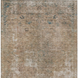 HomeRoots 5' Modern Beige and Taupe Abstract Washable Area Rug for Indoor and Outdoor Versatile Spaces 5' X 8' 615495