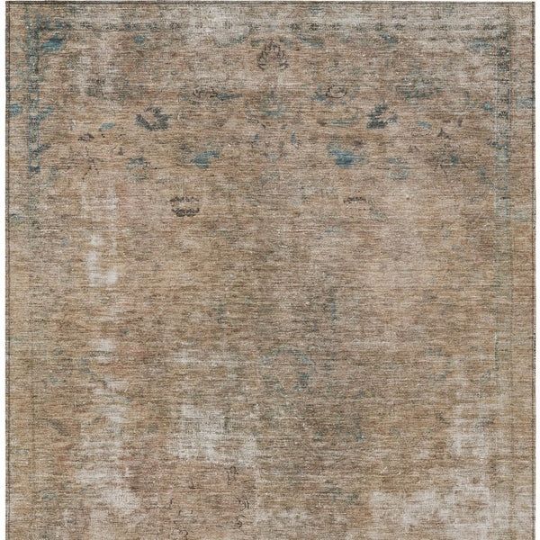 HomeRoots 5' Modern Beige and Taupe Abstract Washable Area Rug for Indoor and Outdoor Versatile Spaces 8' X 10' 615497