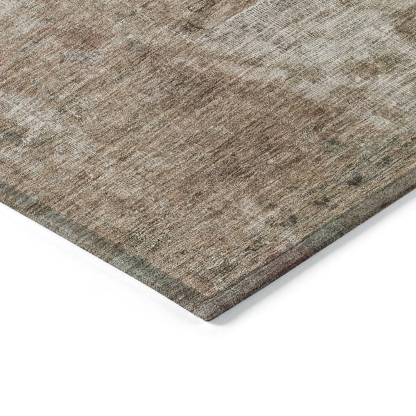 HomeRoots 5' Modern Beige and Taupe Abstract Washable Area Rug for Indoor and Outdoor Versatile Spaces 9' X 12' 615498