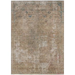 HomeRoots 5' Modern Beige and Taupe Abstract Washable Area Rug for Indoor and Outdoor Versatile Spaces 10' X 14' 615499