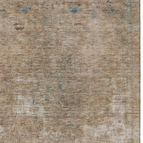 HomeRoots 5' Modern Beige and Taupe Abstract Washable Area Rug for Indoor and Outdoor Versatile Spaces 10' X 14' 615499