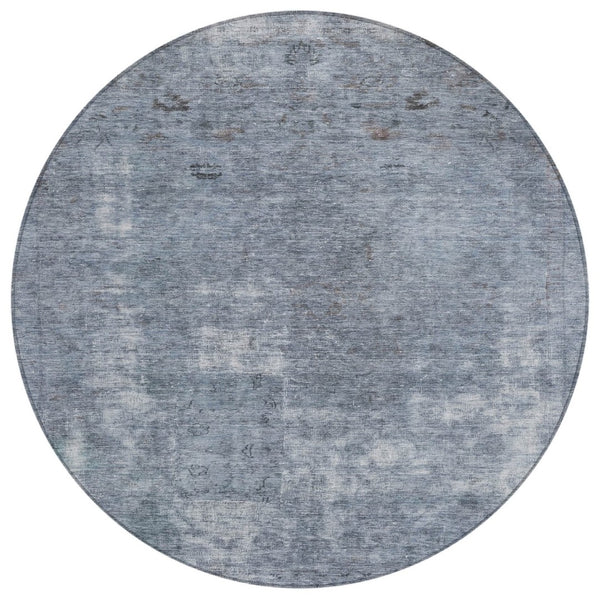 HomeRoots 5' Blue and Gray Abstract Area Rug - Washable, Stain-Resistant, Perfect for Indoor and Outdoor Spaces 8' Round 615502