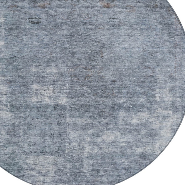 HomeRoots 5' Blue and Gray Abstract Area Rug - Washable, Stain-Resistant, Perfect for Indoor and Outdoor Spaces 8' Round 615502