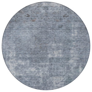 HomeRoots 5' Blue and Gray Abstract Area Rug - Washable, Stain-Resistant, Perfect for Indoor and Outdoor Spaces 8' Round 615502