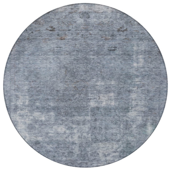 HomeRoots 5' Blue and Gray Abstract Area Rug - Washable, Stain-Resistant, Perfect for Indoor and Outdoor Spaces 8' Round 615502