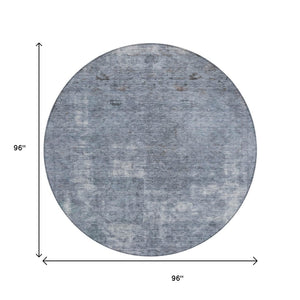 HomeRoots 5' Blue and Gray Abstract Area Rug - Washable, Stain-Resistant, Perfect for Indoor and Outdoor Spaces 8' Round 615502