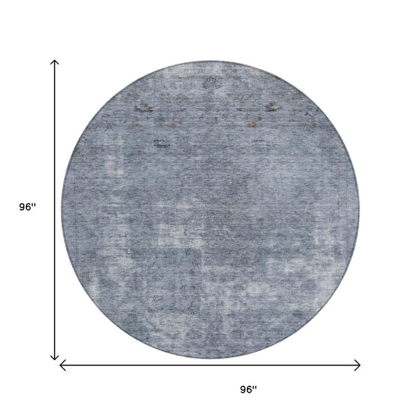 HomeRoots 5' Blue and Gray Abstract Area Rug - Washable, Stain-Resistant, Perfect for Indoor and Outdoor Spaces 8' Round 615502