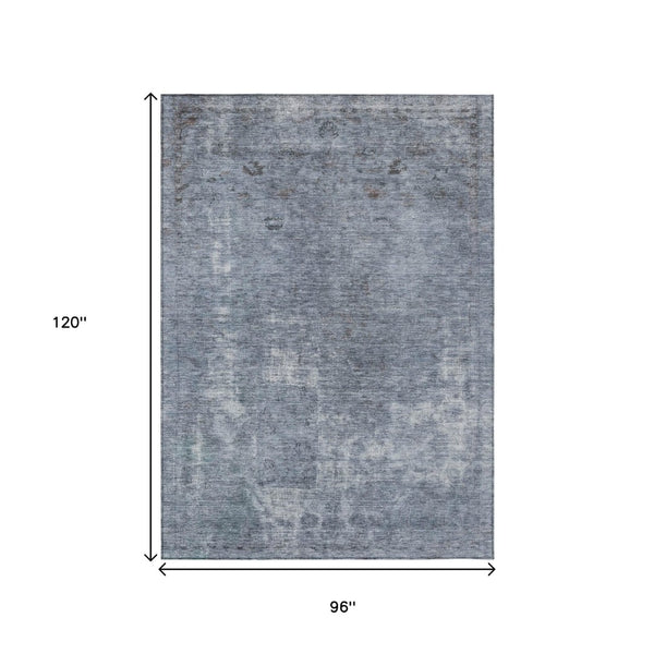 HomeRoots 5' Blue and Gray Abstract Area Rug - Washable, Stain-Resistant, Perfect for Indoor and Outdoor Spaces 8' X 10' 615503