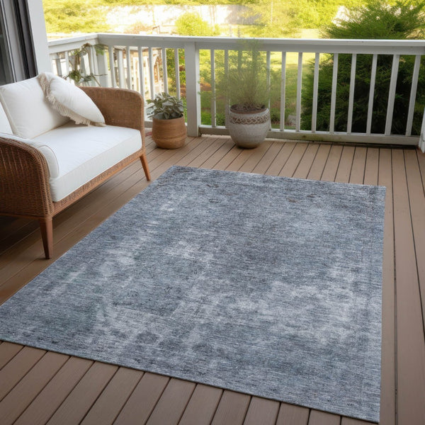 HomeRoots 5' Blue and Gray Abstract Area Rug - Washable, Stain-Resistant, Perfect for Indoor and Outdoor Spaces 8' X 10' 615503