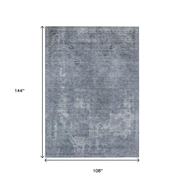 HomeRoots 5' Blue and Gray Abstract Area Rug - Washable, Stain-Resistant, Perfect for Indoor and Outdoor Spaces 9' X 12' 615504