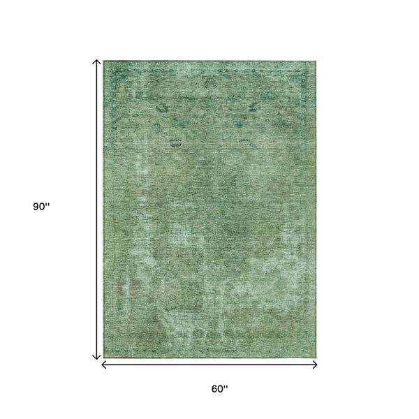 HomeRoots 5' Abstract Sage & Mint Green Area Rug - Stylish, Washable, Indoor/Outdoor, Durable & Easy-Care Design 5' X 8' 615507