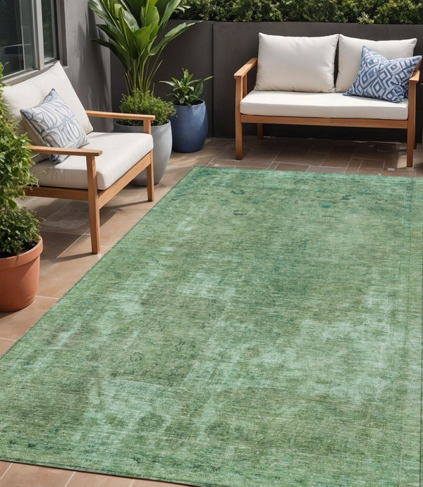 HomeRoots 5' Abstract Sage & Mint Green Area Rug - Stylish, Washable, Indoor/Outdoor, Durable & Easy-Care Design 5' X 8' 615507