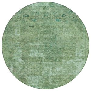 HomeRoots 5' Abstract Sage & Mint Green Area Rug - Stylish, Washable, Indoor/Outdoor, Durable & Easy-Care Design 8' Round 615508