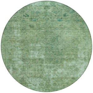 HomeRoots 5' Abstract Sage & Mint Green Area Rug - Stylish, Washable, Indoor/Outdoor, Durable & Easy-Care Design 8' Round 615508