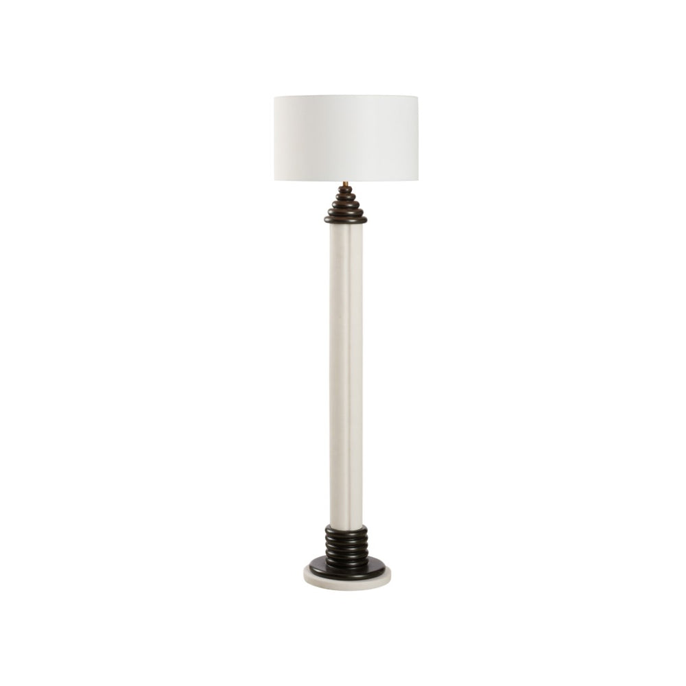 Wildwood Dorton Sculptural Floor Lamp - 60.5" Slim Stacked Resin Base, Matte White & Black Accents, Warm Ambient Light 61551