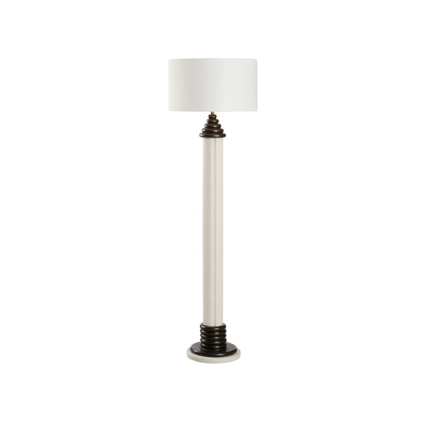 Wildwood Dorton Sculptural Floor Lamp - 60.5" Slim Stacked Resin Base, Matte White & Black Accents, Warm Ambient Light 61551