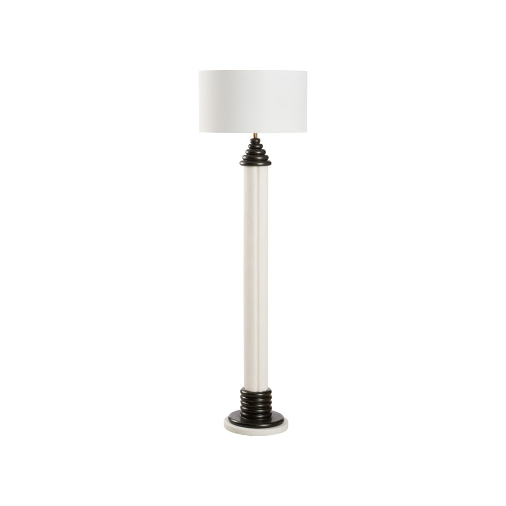 Wildwood Dorton Sculptural Floor Lamp - 60.5" Slim Stacked Resin Base, Matte White & Black Accents, Warm Ambient Light 61551
