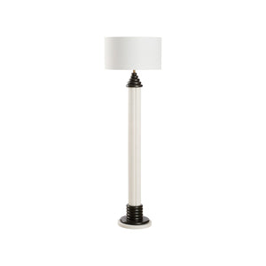 Wildwood Dorton Sculptural Floor Lamp - 60.5" Slim Stacked Resin Base, Matte White & Black Accents, Warm Ambient Light 61551