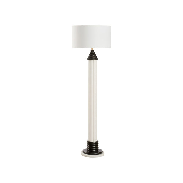 Wildwood Dorton Sculptural Floor Lamp - 60.5" Slim Stacked Resin Base, Matte White & Black Accents, Warm Ambient Light 61551