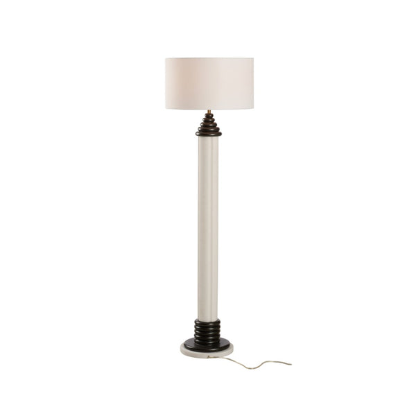 Wildwood Dorton Sculptural Floor Lamp - 60.5" Slim Stacked Resin Base, Matte White & Black Accents, Warm Ambient Light 61551