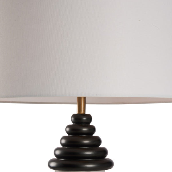 Wildwood Dorton Sculptural Floor Lamp - 60.5" Slim Stacked Resin Base, Matte White & Black Accents, Warm Ambient Light 61551