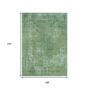 HomeRoots 9' X 12' Stylish Sage & Mint Green Abstract Washable Area Rug for Indoor & Outdoor Versatility 615510