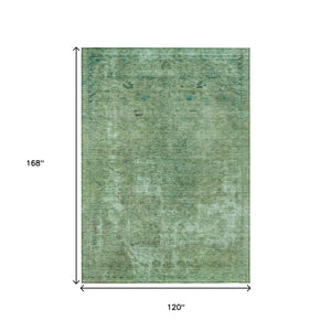 HomeRoots 5' Abstract Sage & Mint Green Area Rug - Stylish, Washable, Indoor/Outdoor, Durable & Easy-Care Design 10' X 14' 615511