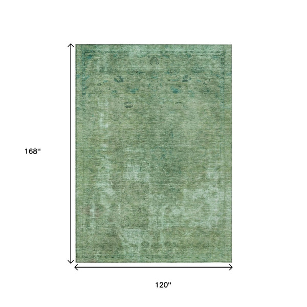 HomeRoots 5' Abstract Sage & Mint Green Area Rug - Stylish, Washable, Indoor/Outdoor, Durable & Easy-Care Design 10' X 14' 615511