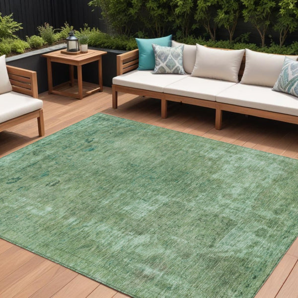 HomeRoots 5' Abstract Sage & Mint Green Area Rug - Stylish, Washable, Indoor/Outdoor, Durable & Easy-Care Design 10' X 14' 615511