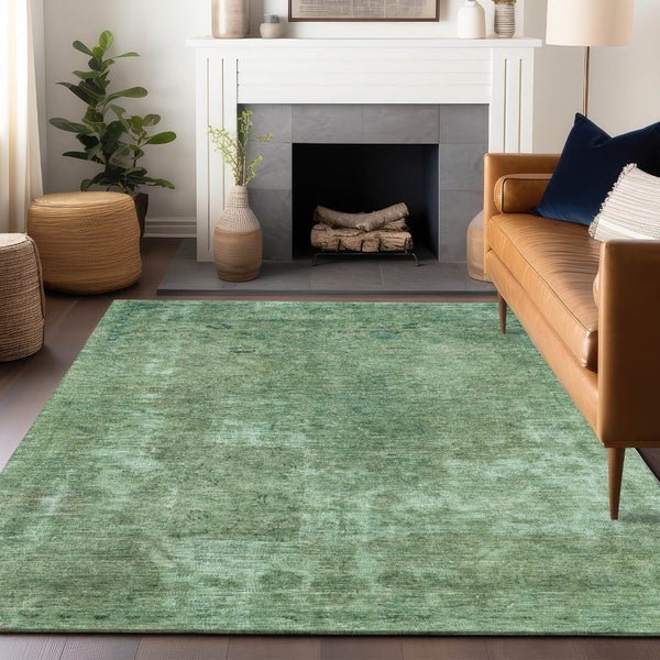 HomeRoots 5' Abstract Sage & Mint Green Area Rug - Stylish, Washable, Indoor/Outdoor, Durable & Easy-Care Design 10' X 14' 615511