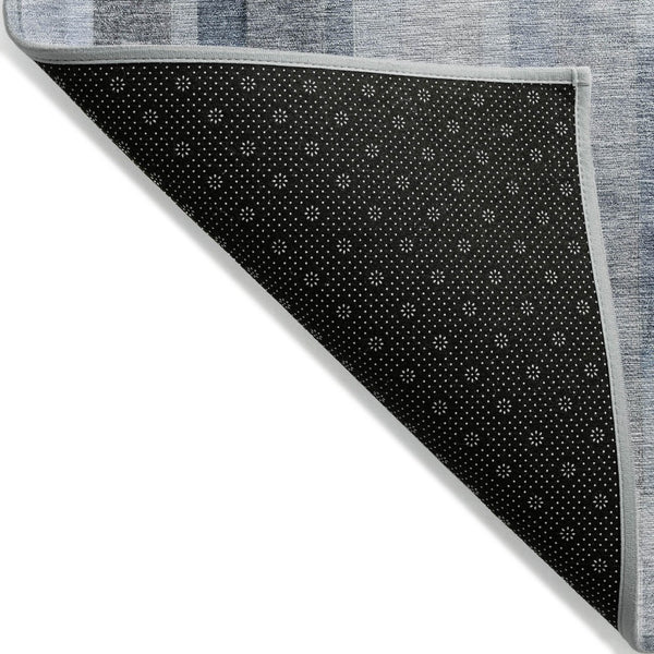 HomeRoots 5' Stylish Blue and Gray Striped Washable Area Rug for Indoor and Outdoor Spaces - Durable Comfort 8' X 10' 615515